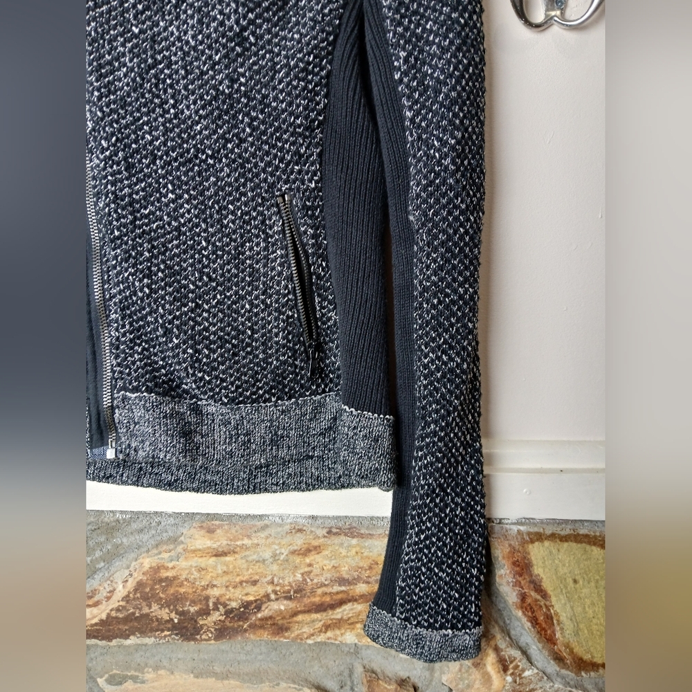 🍂 Rag & Bone Grey & Black Knitted & Fitted Zip up Jacket with flared collar XS - Picture 5 of 12